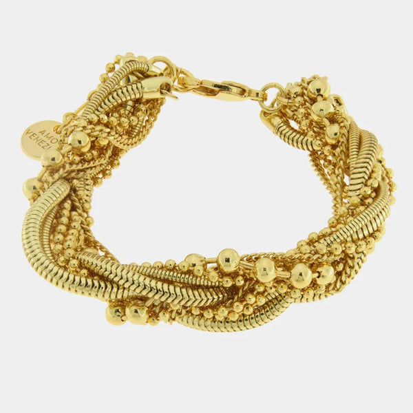 Bracciale in Metallo con catena e perline intrecciate - BYSIMON gioielli