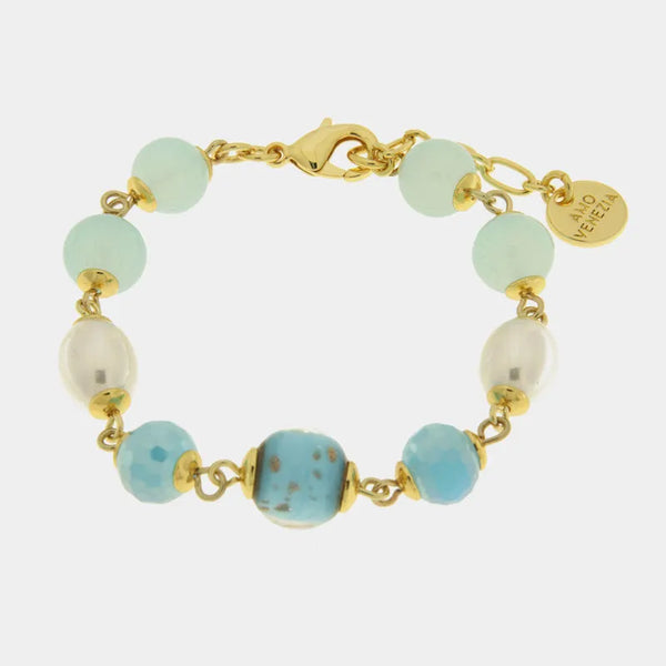 Bracciale in Metallo con cristalli azzurri ispirati al vetro di Murano AMOVENEZIA - gioiello BySimon