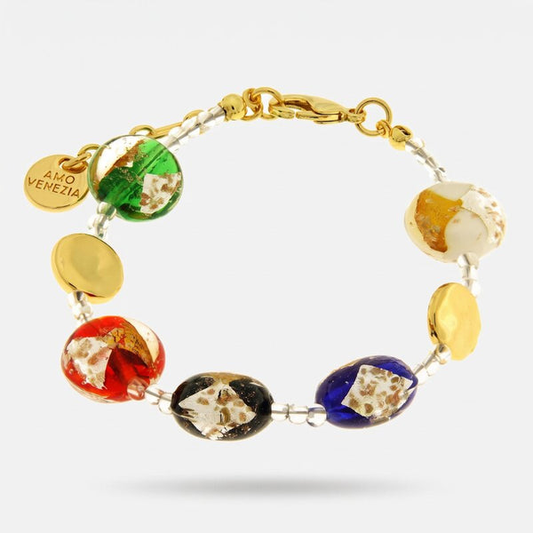 Bracciale in Metallo con cristalli colorati ispirati all'art glass - BYSIMON gioielli