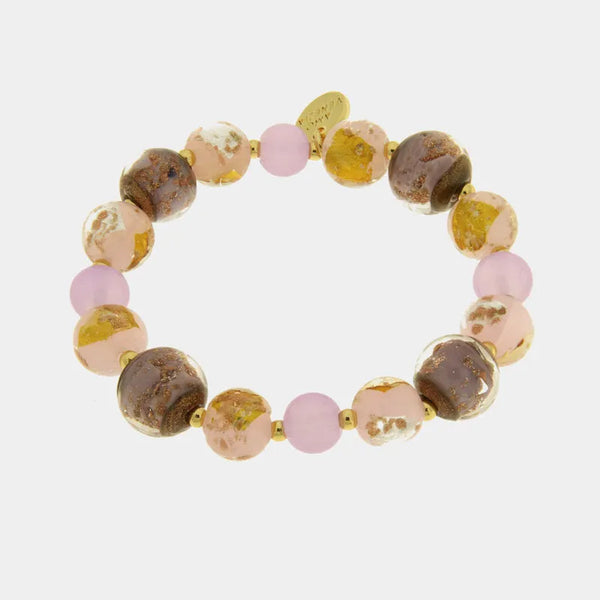 Bracciale in Metallo con cristalli rosa ispirati al vetro di Murano - BYSIMON gioielli