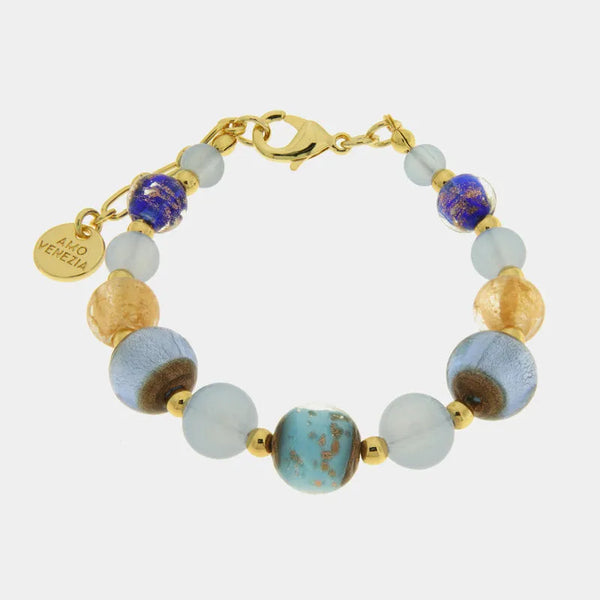 Bracciale in Metallo con cristalli blu ispirati al vetro di Murano - BYSIMON gioielli