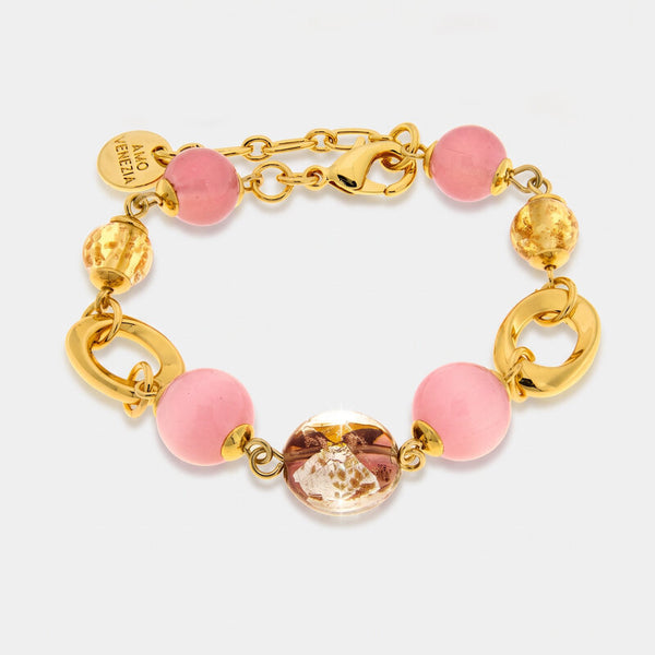 Bracciale in Metallo con cristalli rosa ispirati al vetro di Murano AMOVENEZIA - gioiello BySimon