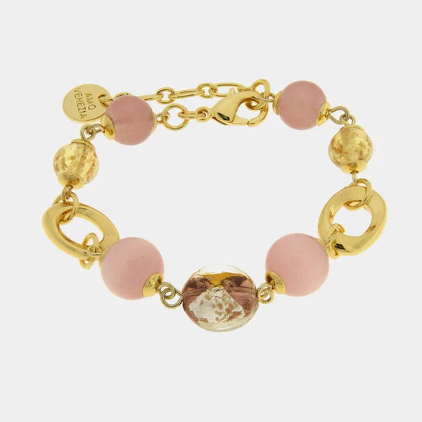 Bracciale in Metallo con cristalli rosa ispirati al vetro di Murano AMOVENEZIA - gioiello BySimon