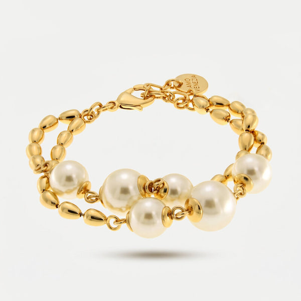 Bracciale in Metallo multifilo con perle - BYSIMON gioielli