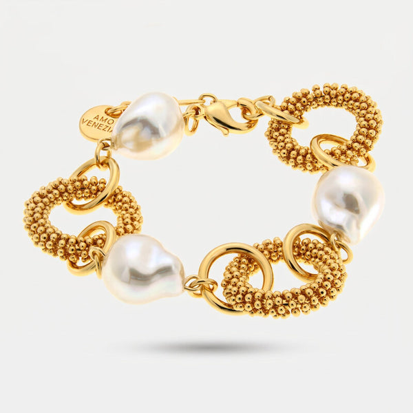 Bracciale in Metallo con perle e cerchi intrecciati - BYSIMON gioielli