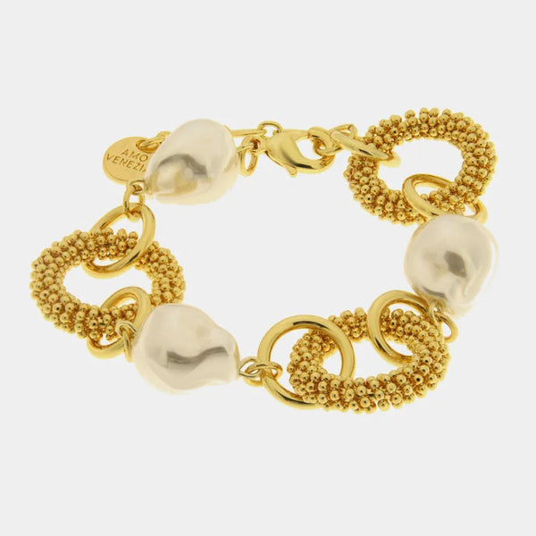 Bracciale in Metallo con perle e cerchi intrecciati - BYSIMON gioielli