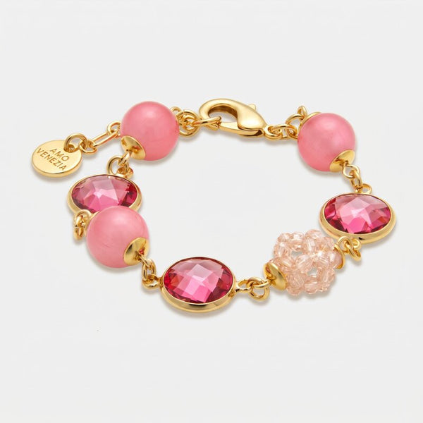 Bracciale in Metallo con cristalli rosa - BYSIMON gioielli