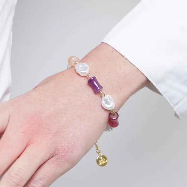 Bracciale in Metallo con perle e sfere colorate - BYSIMON gioielli