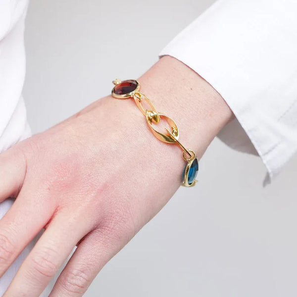 Bracciale in Metallo a catena con cristalli colorati - BYSIMON gioielli
