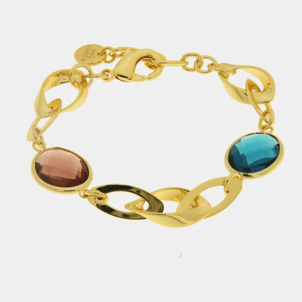 Bracciale in Metallo a catena con cristalli colorati - BYSIMON gioielli