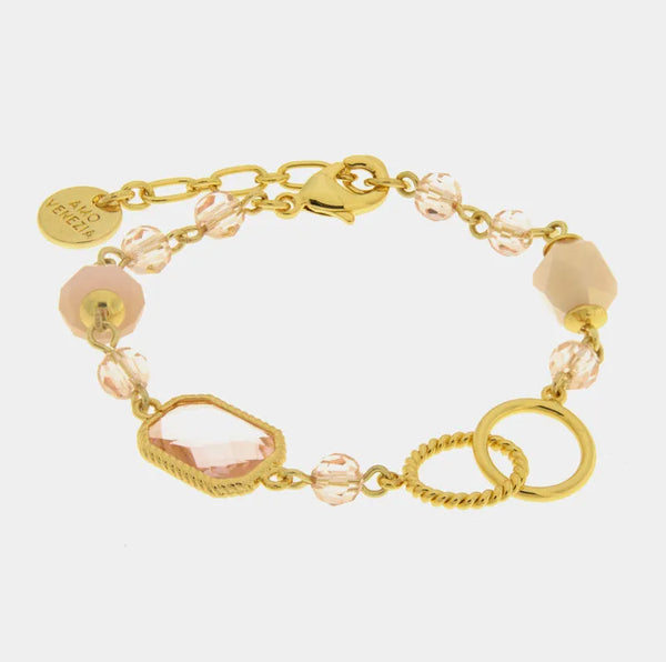 Bracciale in Metallo con cristalli rosa - BYSIMON gioielli