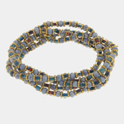 Bracciale in Metallo multifilo con cristalli blu ispirati al vetro di Murano