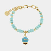Bracciale in Metallo con sfere e campanella Capri turchese