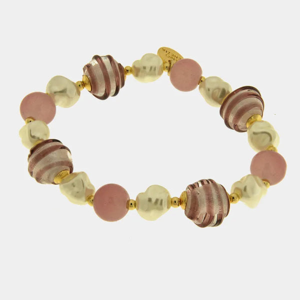 Bracciale in Metallo cristalli art glass rosa - BYSIMON gioielli