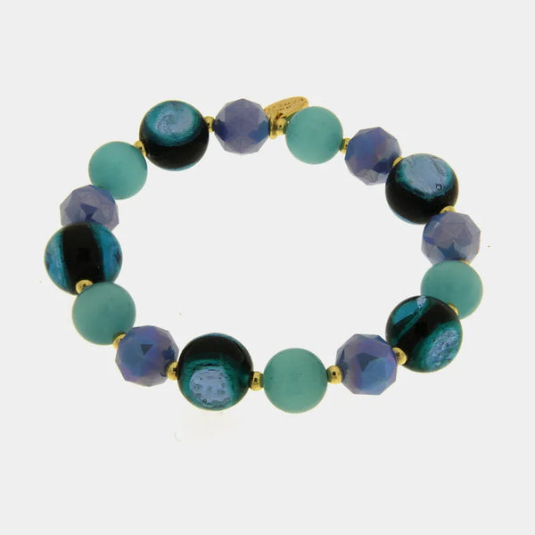 Bracciale in Metallo cristalli art glass blu e verdi - BYSIMON gioielli
