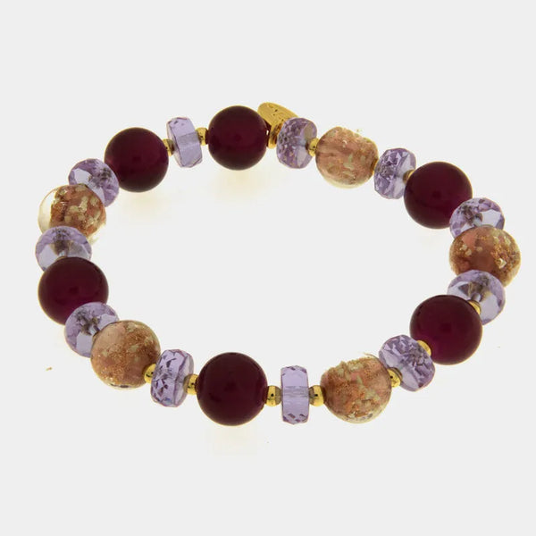 Bracciale in Metallo cristalli art glass viola e marroni - BYSIMON gioielli