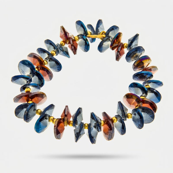 Bracciale in Metallo cristalli blu e marroni - BYSIMON gioielli