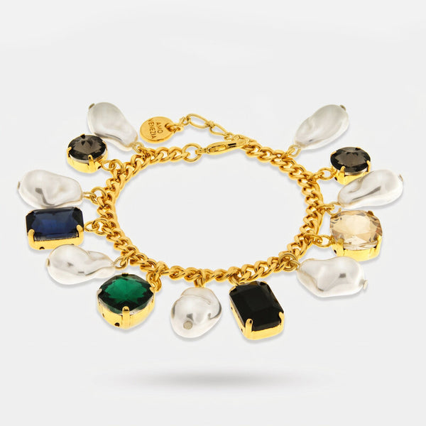 Bracciale in Metallo cristallli e perle - BYSIMON gioielli