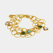 Bracciale in Metallo cerchi intrecciati con cristalli di Murano