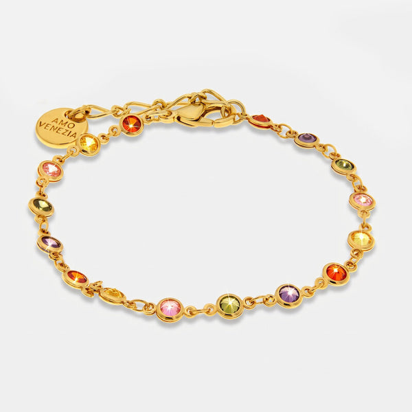 Bracciale in Metallo giro di cristalli colorati - BYSIMON gioielli