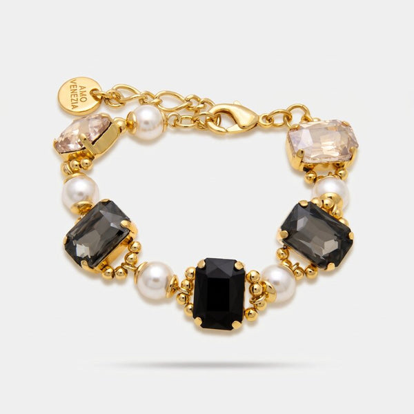 Bracciale in Metallo perle e cristalli - BYSIMON gioielli