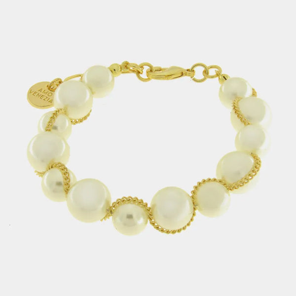 Bracciale in Metallo con perle - BYSIMON gioielli