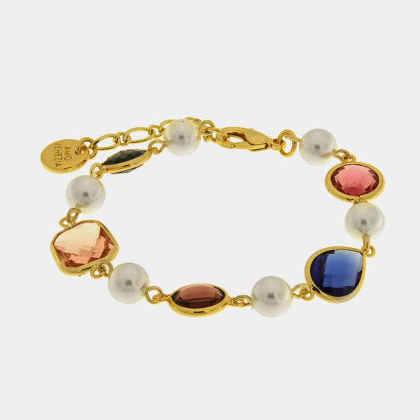 Bracciale in Metallo perle e cristalli colorati - BYSIMON gioielli