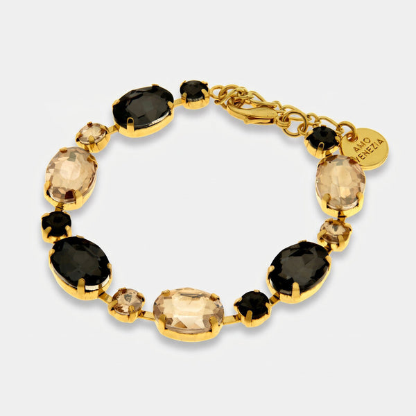 Bracciale in Metallo cristalli neri e gialli - BYSIMON gioielli