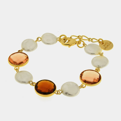 Bracciale in Metallo perle e cristalli marroni - BYSIMON gioielli