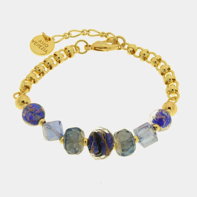 Bracciale in Metallo cristalli art glass blu