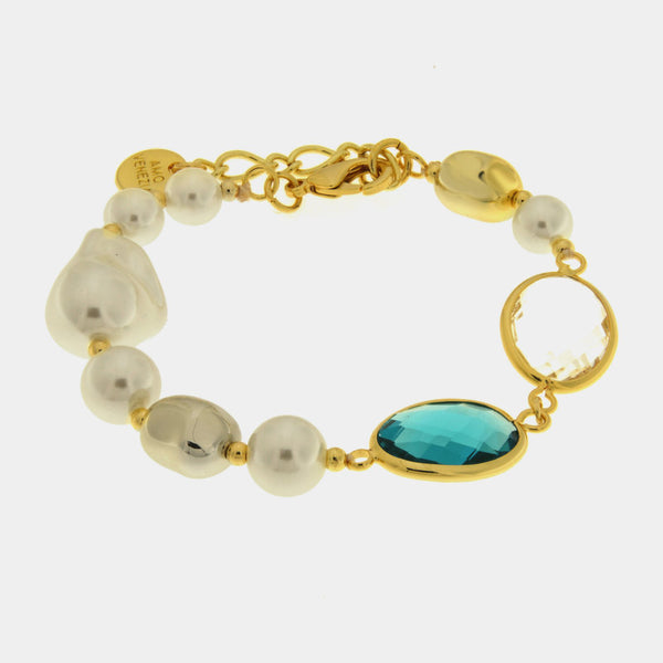 Bracciale in Metallo perle e cristalli - BYSIMON gioielli