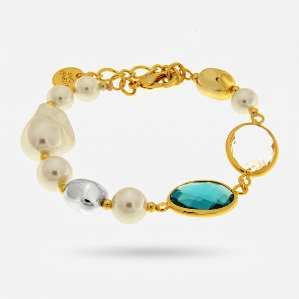 Bracciale in Metallo perle e cristalli - BYSIMON gioielli