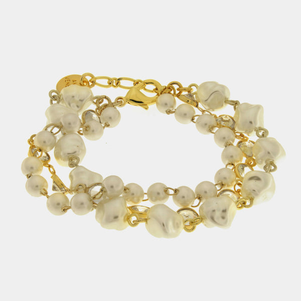 Bracciale in Metallo multifilo con perle - BYSIMON gioielli