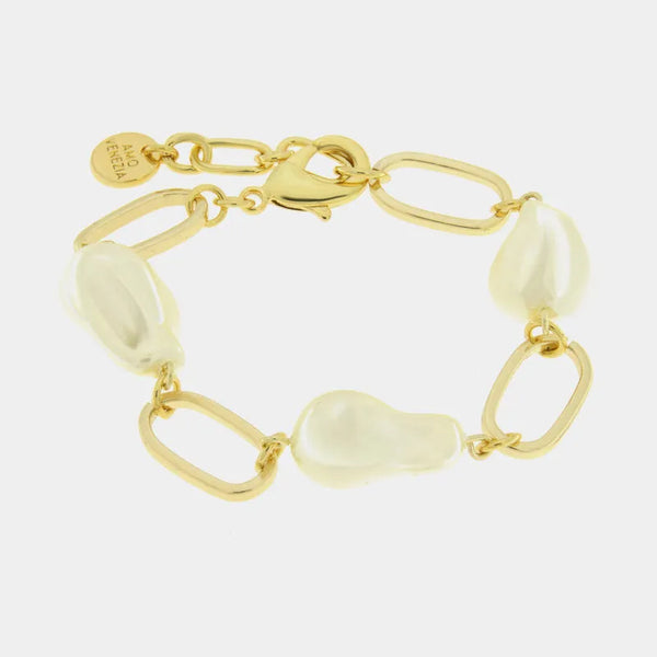 Bracciale in Metallo a catena con perle - BYSIMON gioielli