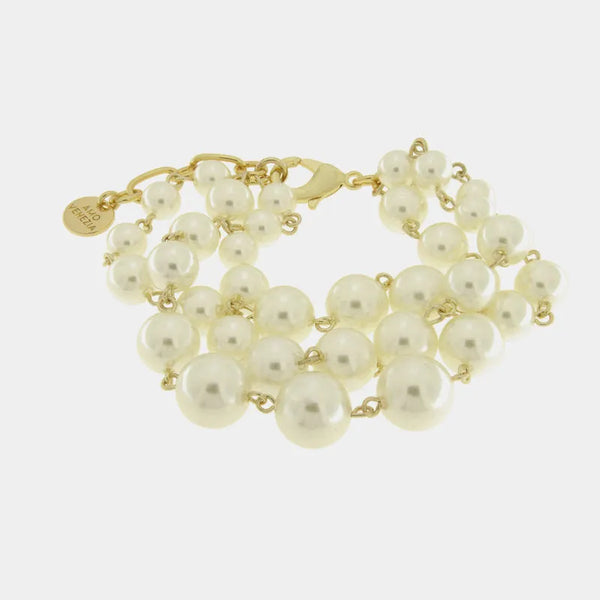 Bracciale in Metallo multifilo con perle - BYSIMON gioielli
