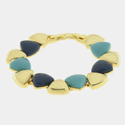 Bracciale in Metallo triangoli lisci e smaltati blu e azzurri