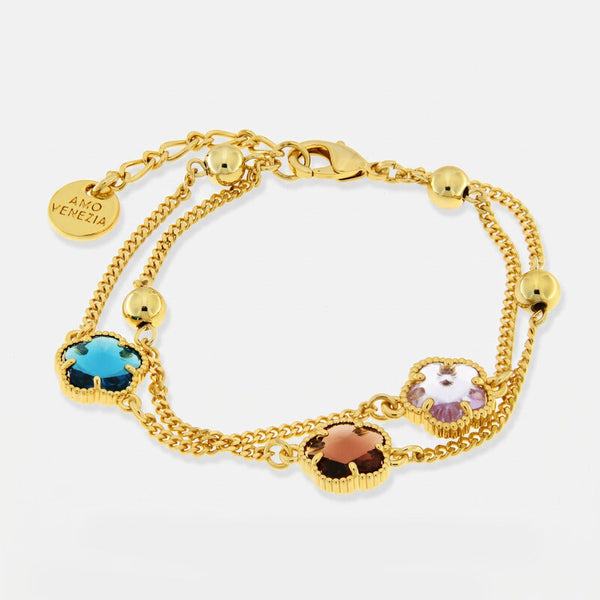 Bracciale in Metallo fiori colorati - BYSIMON gioielli
