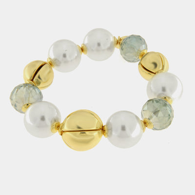 Bracciale in Metallo perle e cristalli grandi - BYSIMON gioielli