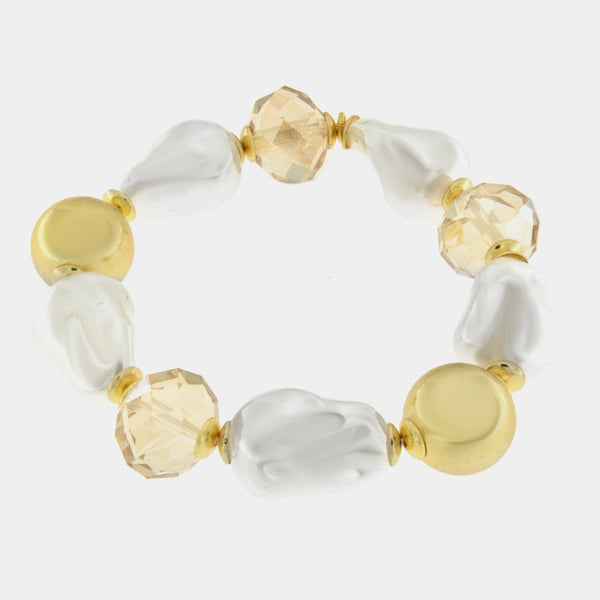 Bracciale in Metallo perle e cristalli grandi - BYSIMON gioielli