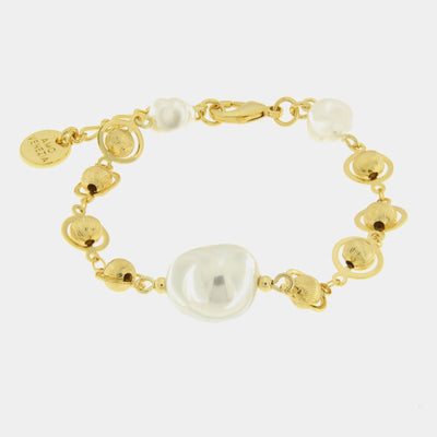 Bracciale in Metallo perla grande e cristalli