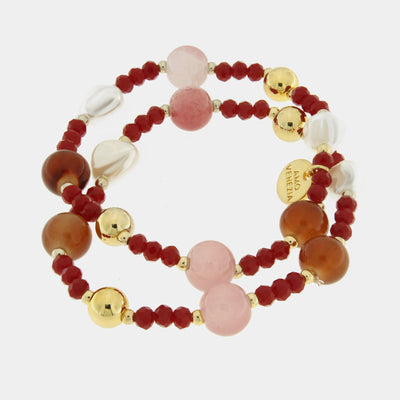 Bracciale in Metallo multifilo con cristalli rossi - BYSIMON gioielli