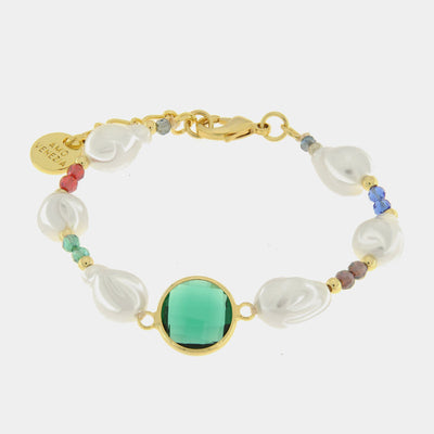 Bracciale in Metallo perle e cristalli colorati - BYSIMON gioielli