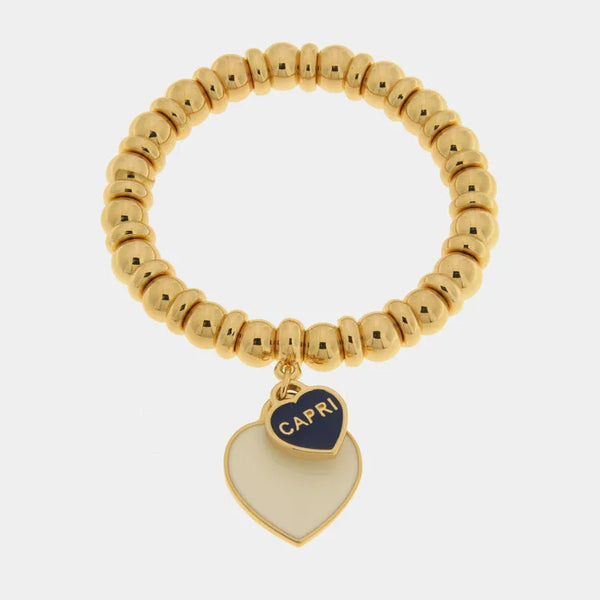 Bracciale in Metallo sfere con cuore bianco Capri - BYSIMON gioielli