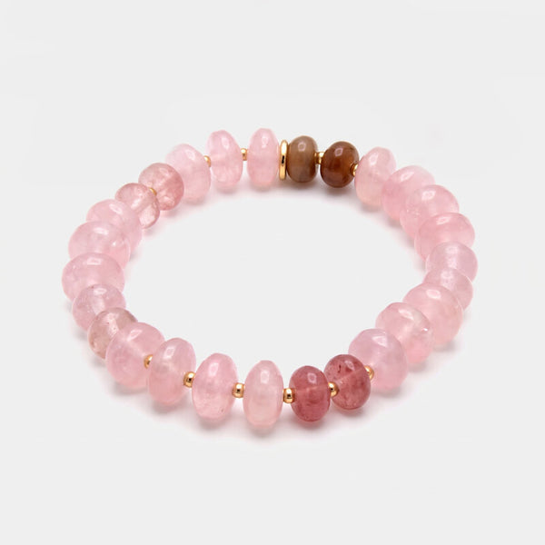 Bracciale in Metallo elastico donna perle rosa cipria pietre dure AMOVENEZIA - gioiello BySimon