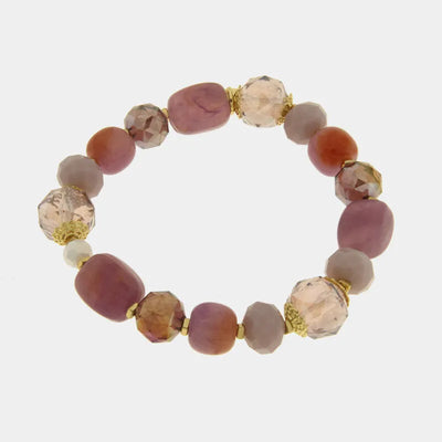 Bracciale in Metallo elastico donna pietre dure malva placcato oro AMOVENEZIA - gioiello BySimon