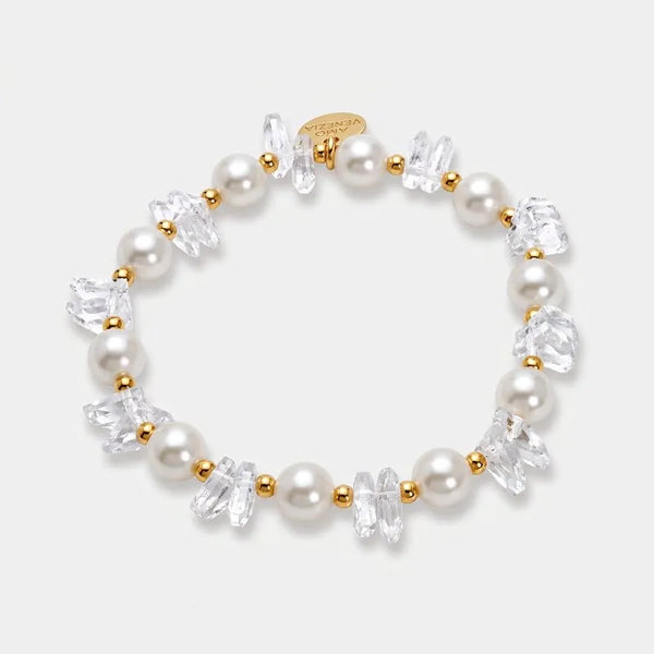 Bracciale in Metallo elastico sfere e cristalli