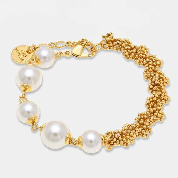 Bracciale in Metallo asimmetrico sfere e maglia