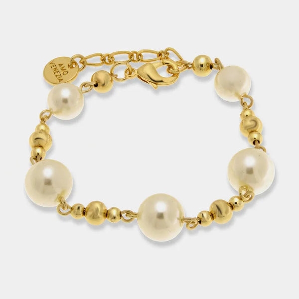 Bracciale in Metallo catena perle barocche dorate