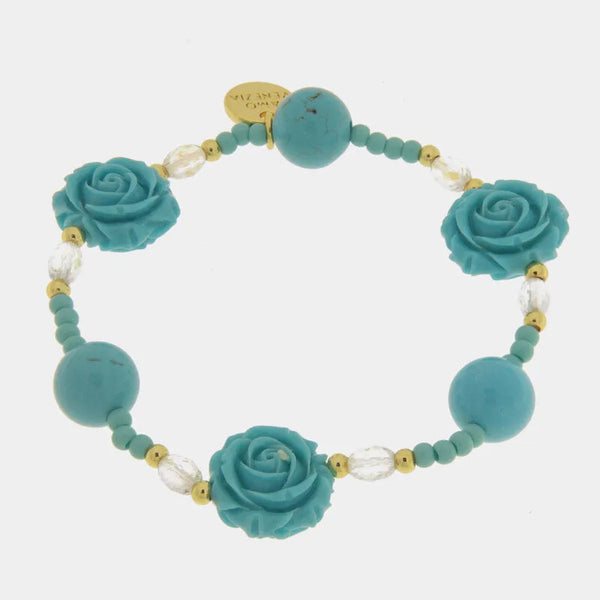Bracciale in Metallo fiore turchese - BYSIMON gioielli