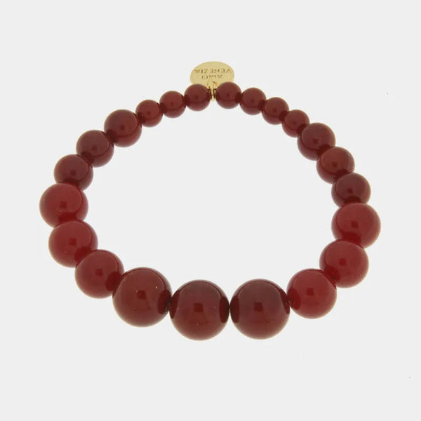 Bracciale in Metallo giro di sfere rosse - BYSIMON gioielli